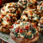 Baked Potatoes with Spinach, Cheese, and Mushrooms recipe