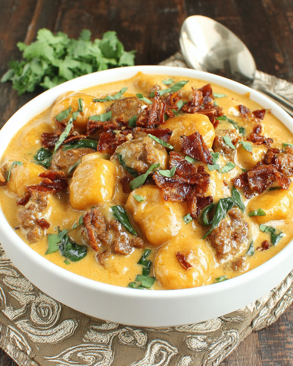 Creamy Creamy Butternut Squash Gnocchi with Sausage for