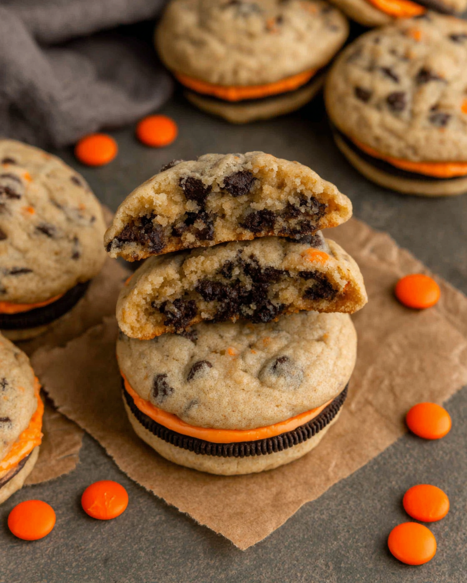 Creamy Halloween Oreo Stuffed Chocolate Chip Cookies for busy