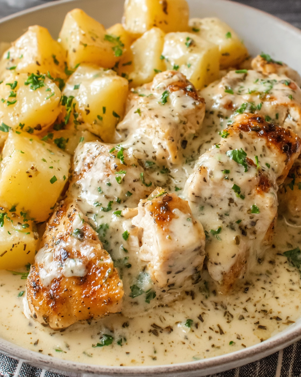 Garlic Parmesan Crockpot Chicken and Potatoes Herby: