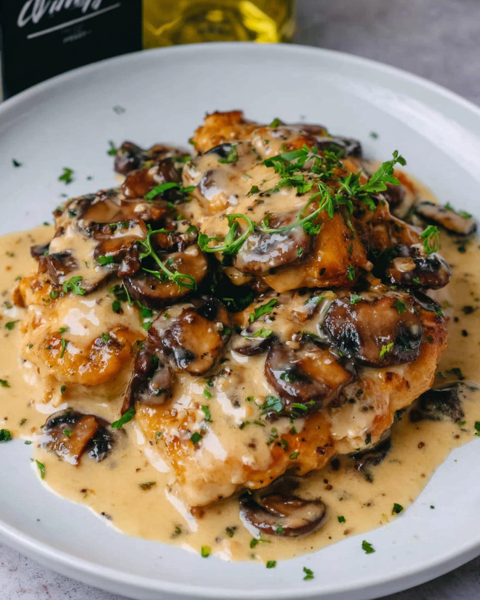 Garlicky Creamy Garlic Mushroom Chicken Thighs for potlucks