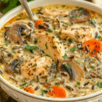 Creamy Mushroom Chicken and Wild Rice Soup recipe
