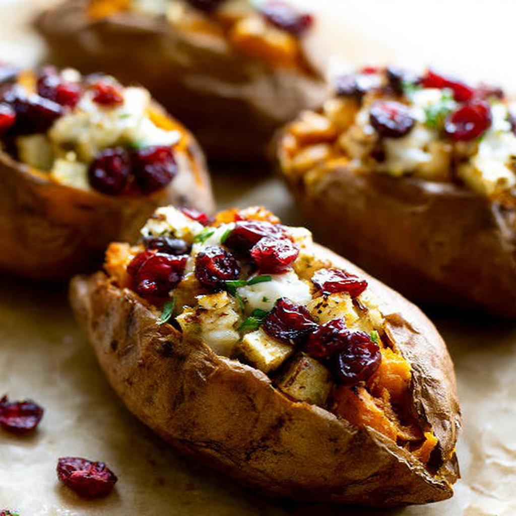Cranberry Apple Twice-Baked Sweet Potatoes