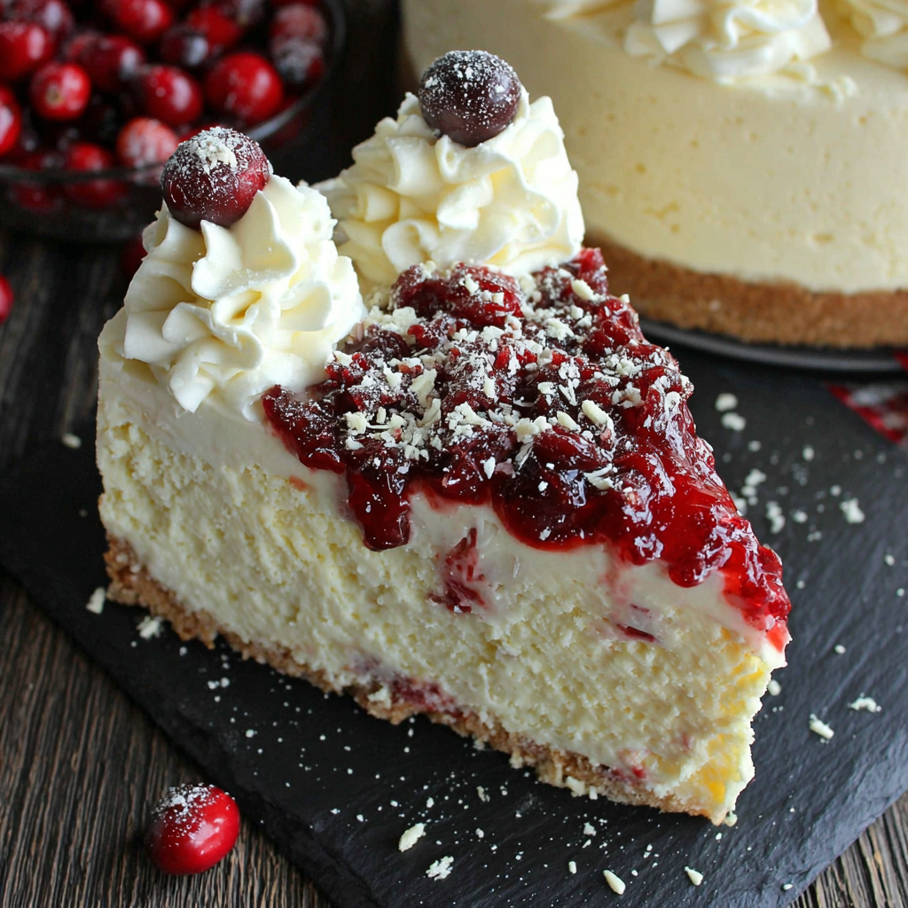 Cranberry Jam White Chocolate Mousse Cheesecake