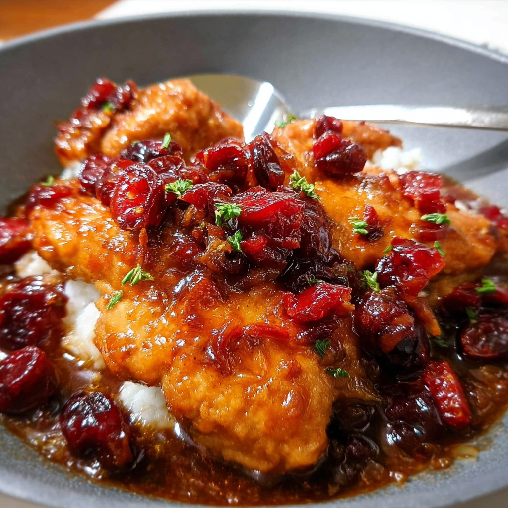 Cranberry Orange Chicken in a Skillet
