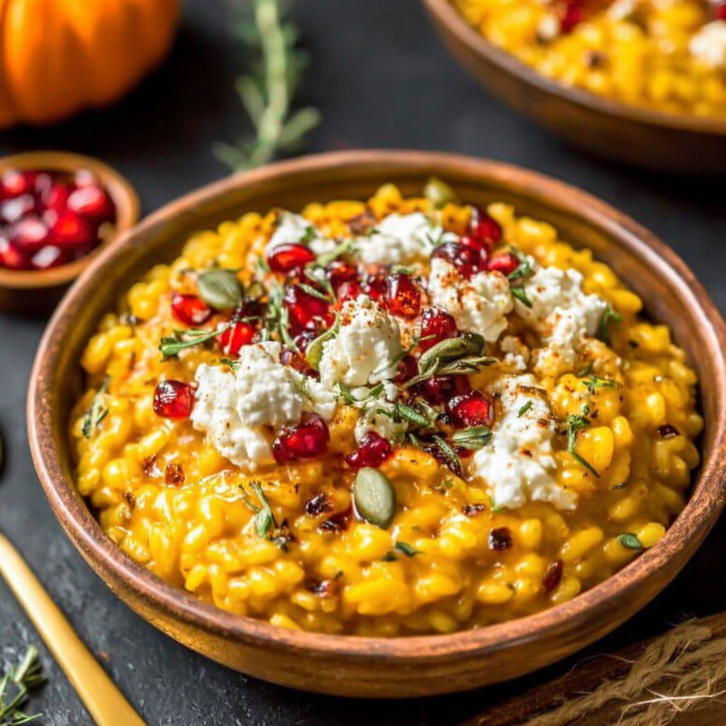 Creamy Baked Pumpkin Goat Cheese Risotto Delight