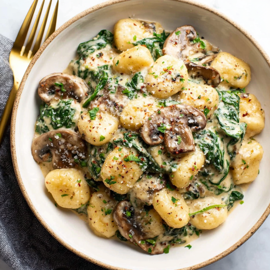 Creamy Spinach and Mushroom Gnocchi Delight