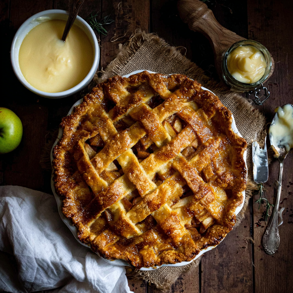 Delightful Toffee Apple Pie with Creamy Custard