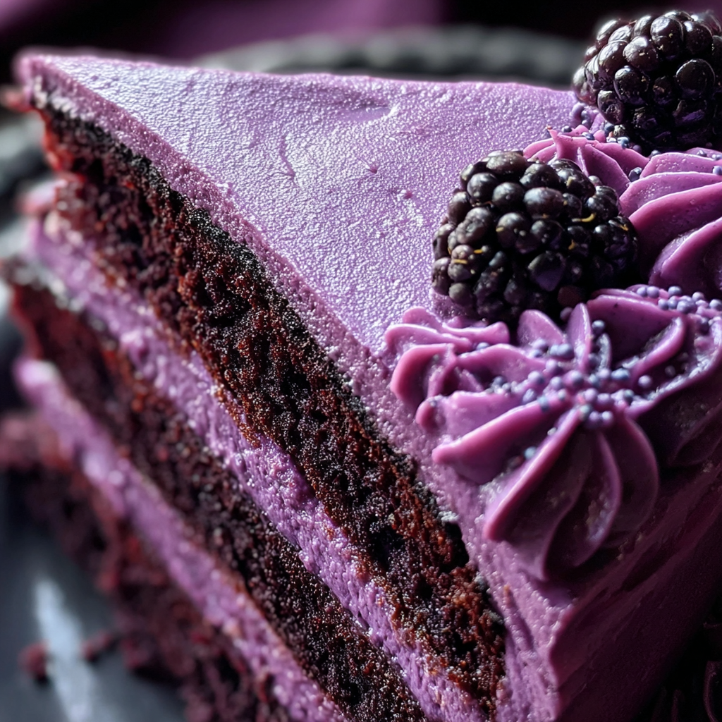 Indulge in Blackberry Layer Cake with Purple Frosting