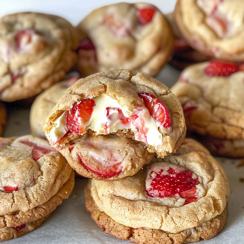 Decadent Soft Strawberry Cheesecake Cookies