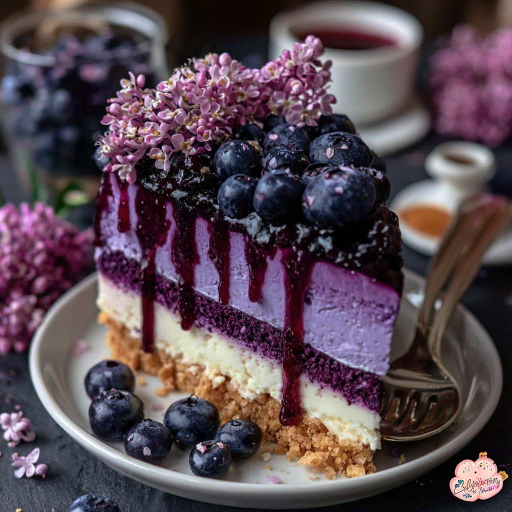 Delicately Decadent White Chocolate Blueberry Cheesecake
