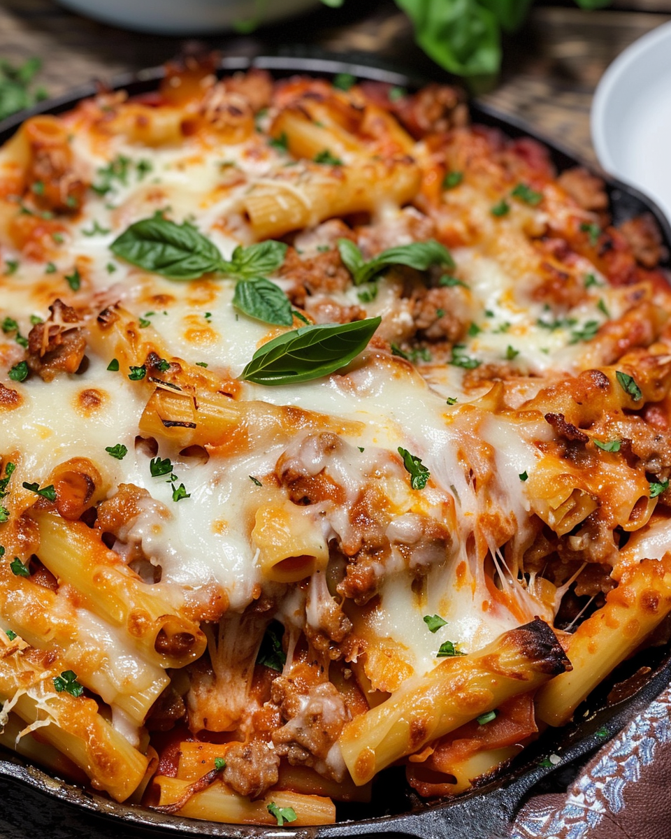 Deliciously Hearty Baked Ziti with Sausage
