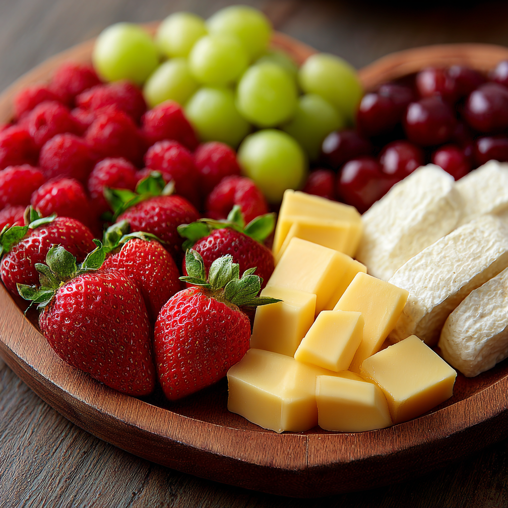 Delightful Heart-Shaped Fruit and Cheese Platter