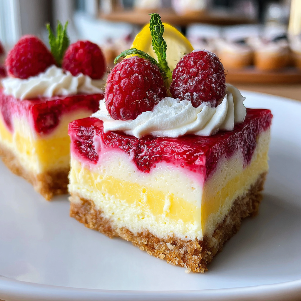 Lemon Raspberry Cheesecake Bars Delight