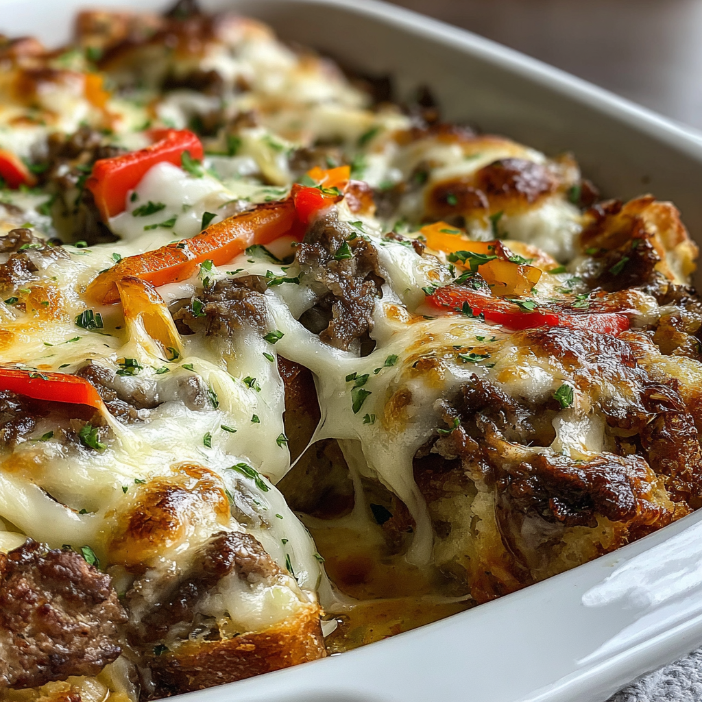 Satisfying Low Carb Philly Cheesesteak Casserole