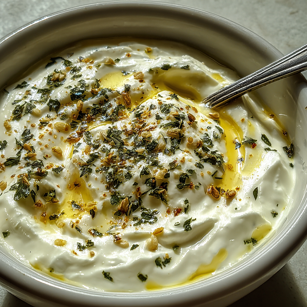 Delicious Creamy Yogurt Sauce with Garlic and Herbs