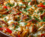 Dump and Bake Chicken Fajita Casserole with Peppers and Melty Cheese